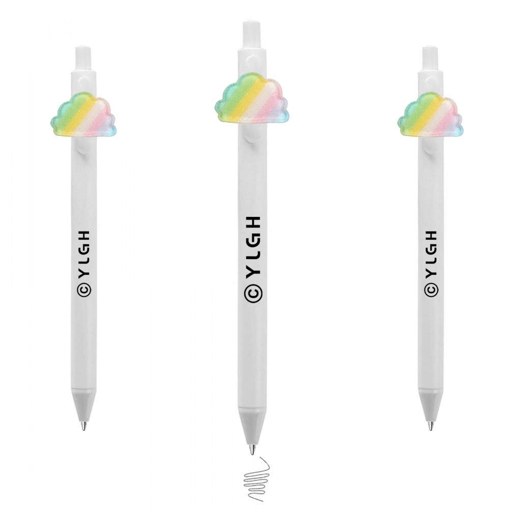 Click Pen w/ Rainbow Strape Cloud Logo Branded