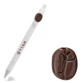 Custom Imprinted Glossy Coffee Bean Click Activated Pen
