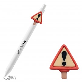Logo Branded Click Activated Pen with Caution Sign Plate