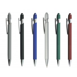 Custom Imprinted MX II Series Stylus Pen -Rubber finish, matte color metal pen