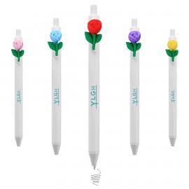 Logo Branded Rose Bouquet Click Activated Pen