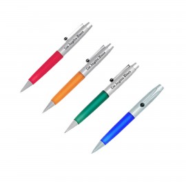 Custom Imprinted Bravo Ballpoint Pen w/Matte Silver Cap & Translucent Barrel