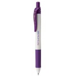 EnerGel-X White Barrel Metal Tip Gel Ink Pen - Violet Logo Branded