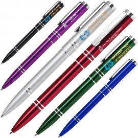 Aluminum Click Action Ballpoint Pen w/ Shiny Chrome Accents Logo Branded
