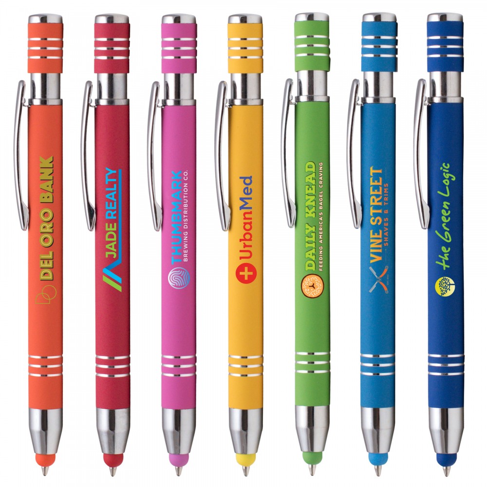 Logo Branded Marin Softy w/ Stylus - ColorJet- Full Color Metal Pen