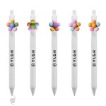 Custom Engraved Click Activated Pen With Colorful Round Flower
