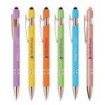 Soft Touch Ballpoint Stylus Pen with Rose Gold Accents Logo Branded