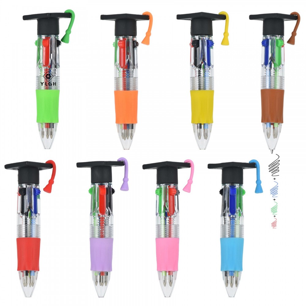 Mortarboard 4-Color-Refill Mini Pen Custom Imprinted