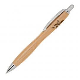 Custom Engraved Eco-Friendly Curved Shape Bamboo Ballpoint Pen, Click Action