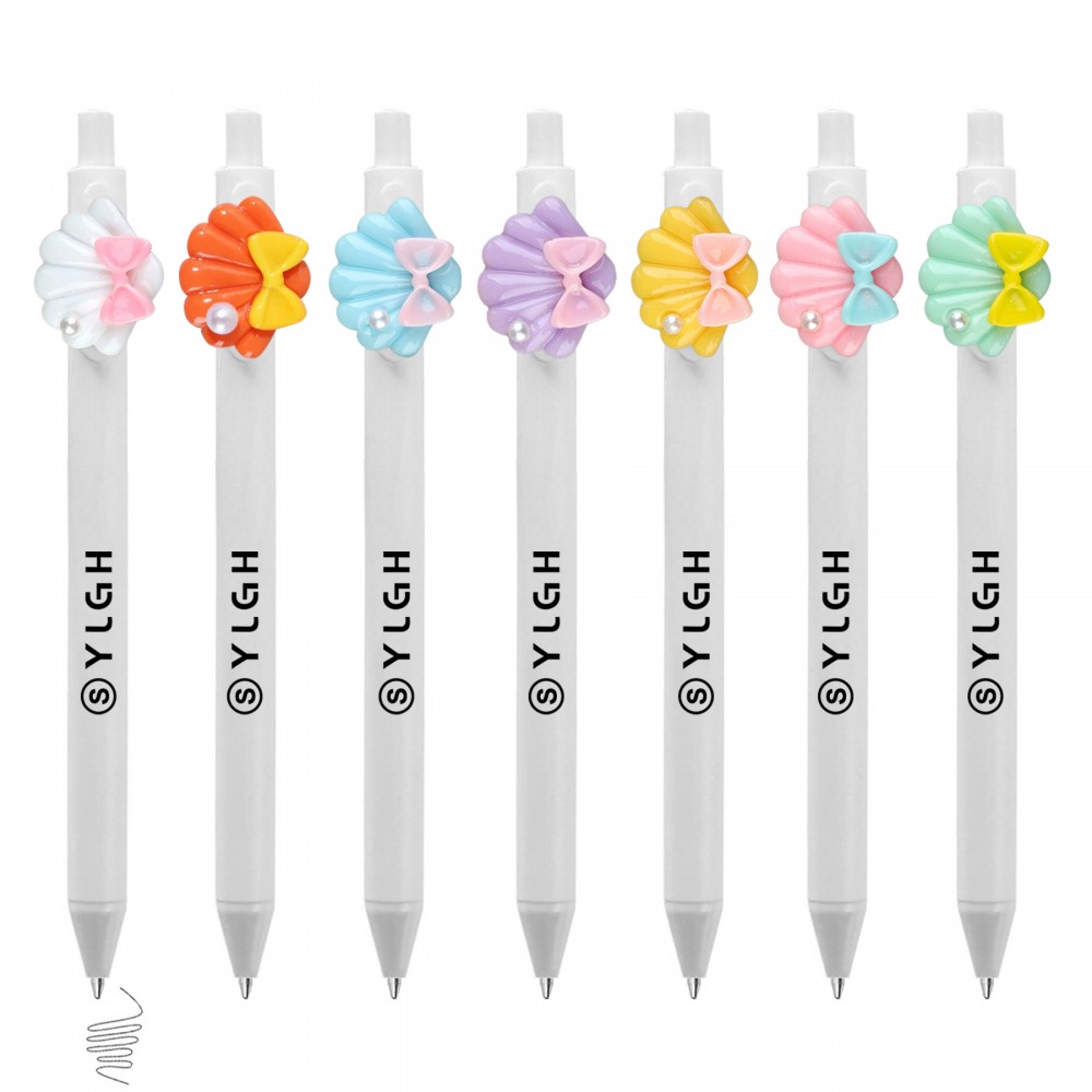 Custom Engraved Click Pen w/ Bow Scallop Shell