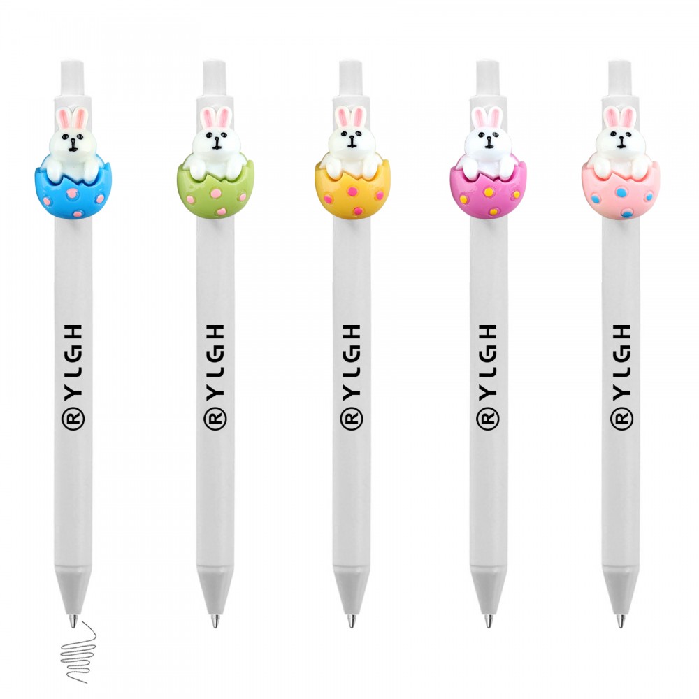Logo Branded Click Activated Pen With Egg Rabbit Logo Branded Click Activated Pen With Egg Rabbit
