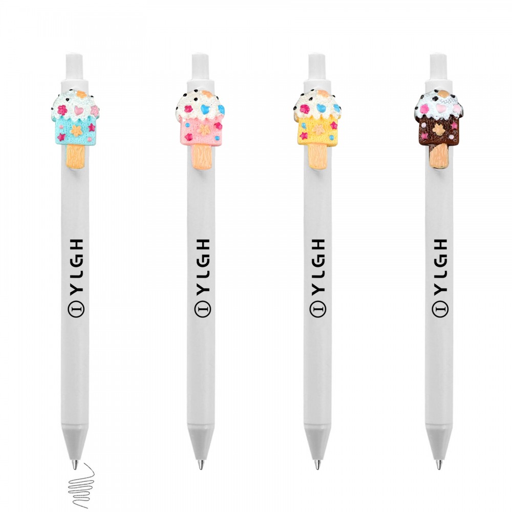 Custom Engraved Click Activated Pen With Ice Cream Bar Custom Engraved Click Activated Pen With Ice Cream Bar