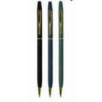 Dome Shape Metal Twist Pen w/Gold Trim Custom Imprinted