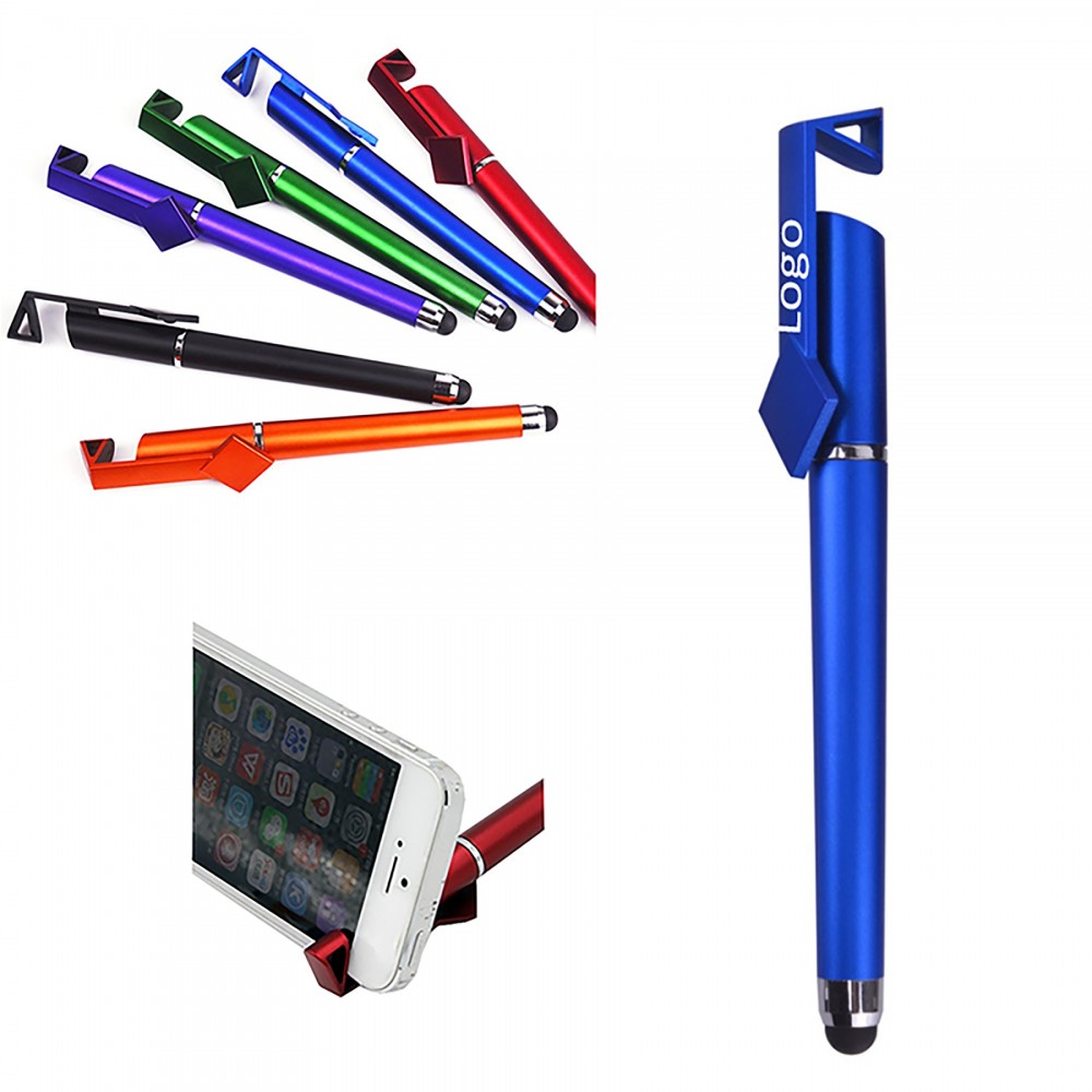 Soft Touch Gel Pens with Phone Stand Custom Imprinted