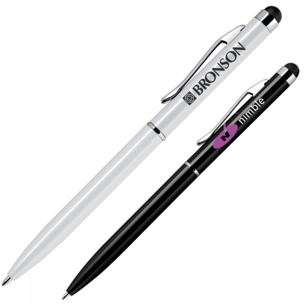 Dual Function Lightweight Aluminum Ballpoint Pen w/ Capacitive Stylus Custom Engraved