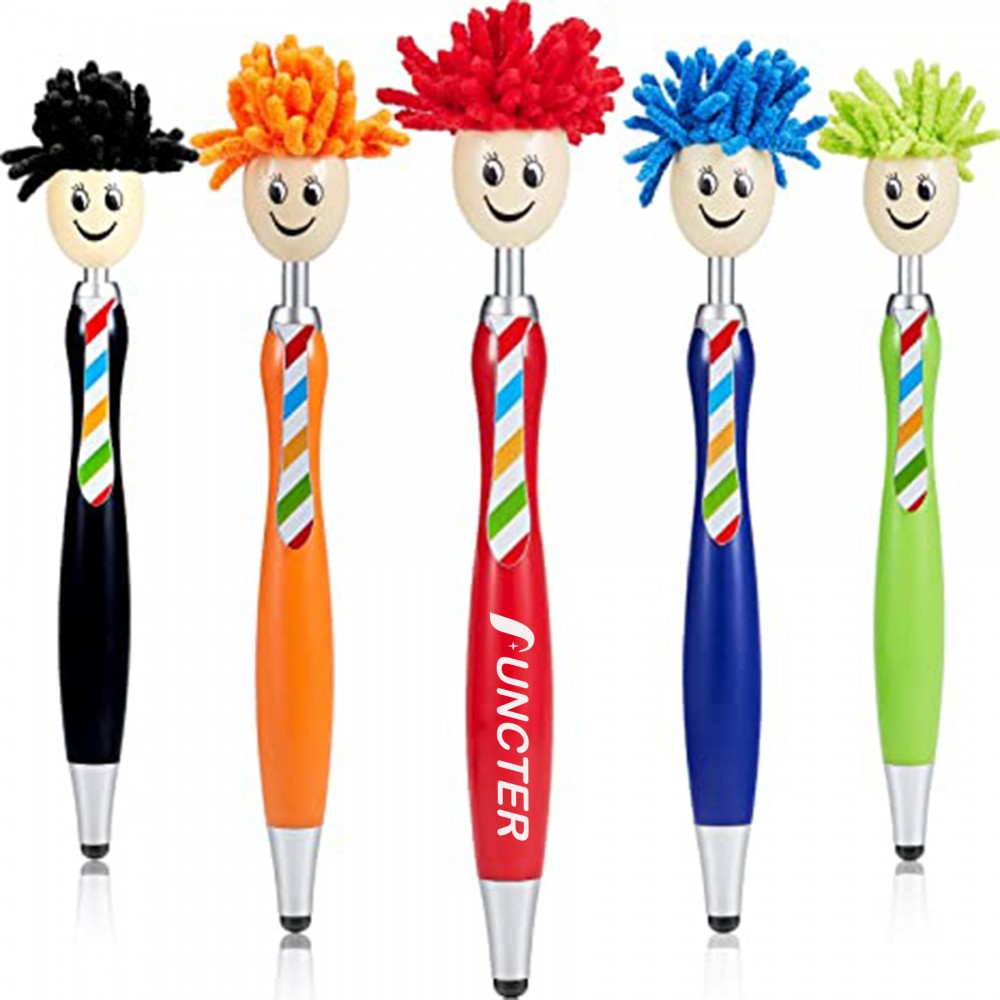 Logo Branded Mop Head Pen Screen Cleaner Stylus Pen for Kids and Adults