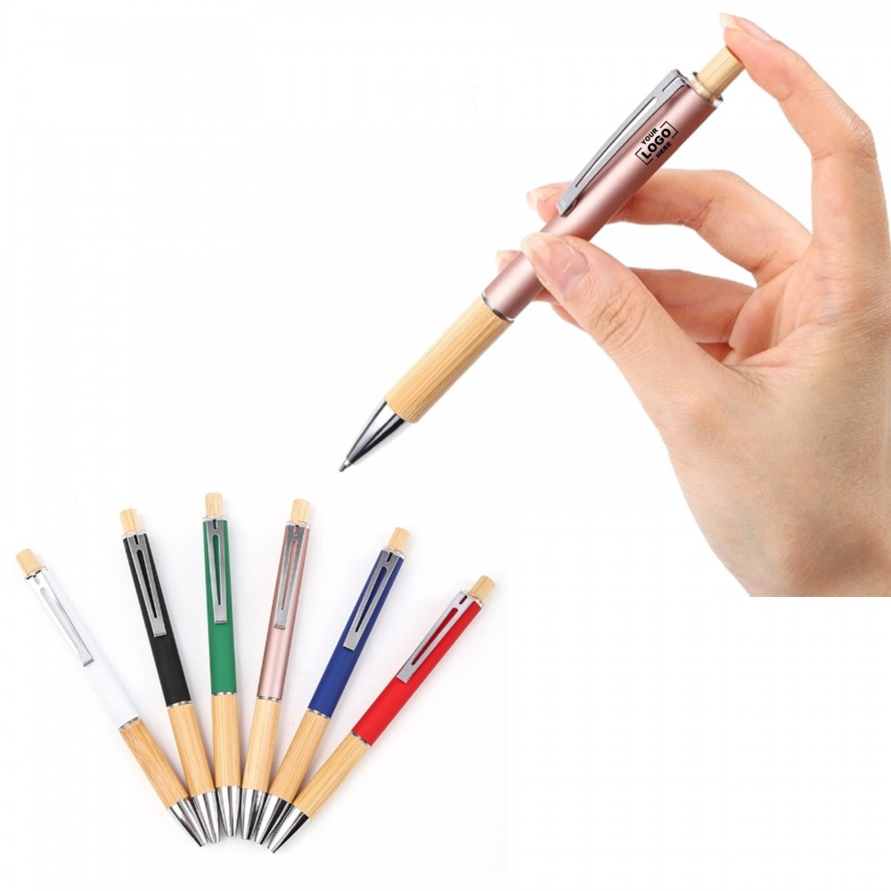 Custom Imprinted Bamboo-Sleeve Click Ballpoint Pen