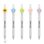 Custom Engraved Click Pen w/ Round Petal Flower
