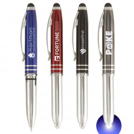 Vivano Duo w/LED Light & Stylus - Laser Engraved - Metal Pen Custom Imprinted
