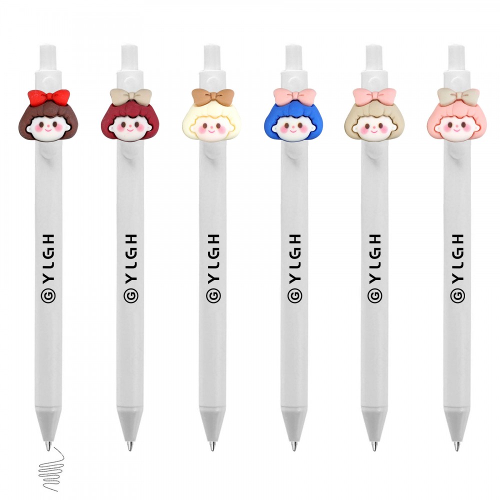 Custom Imprinted Click Pen w/ Bow Girl