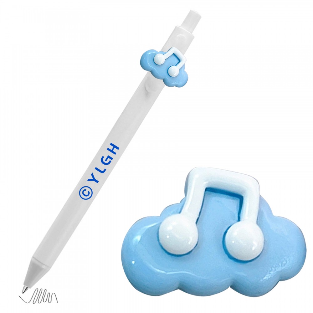 Custom Imprinted Click Activated Pen With Musical Note Cloud