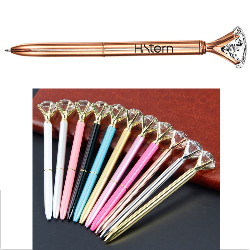 Metal Ballpoint Pen - Crystal Diamond Top Logo Branded Metal Ballpoint Pen - Crystal Diamond Top Logo Branded