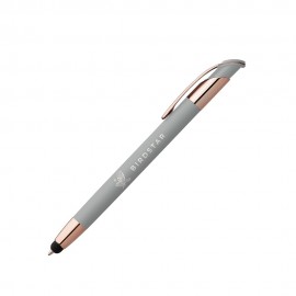 Custom Imprinted Veneto Softy Rose Gold Metal Pen with Stylus (Engraved Imprint)