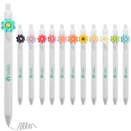 Click Pen w/ Dual Layer Flower Logo Branded