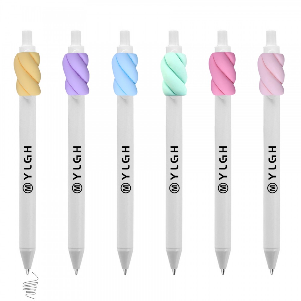 Click Pen w/ Marshmallow Candy Logo Branded