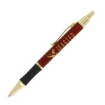 Logo Branded Matrix Grip Pen w/ Gold Top & Accents - LaserMax - Metal Pen