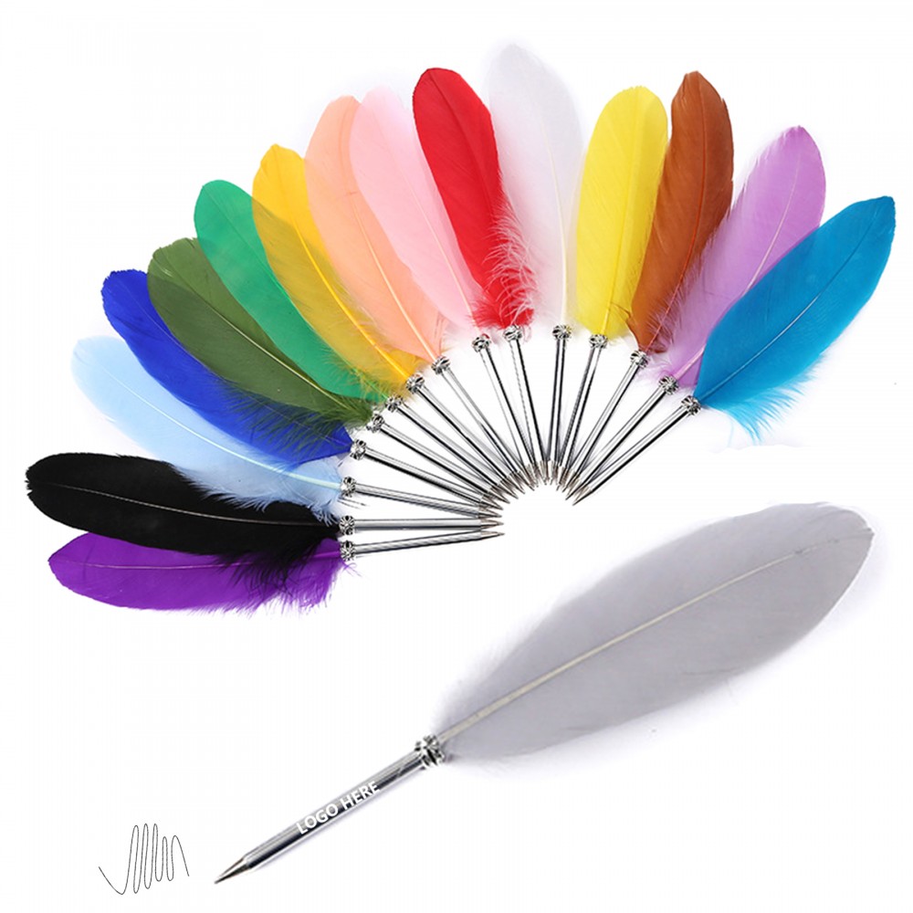 Colorful Feather Pen Logo Branded