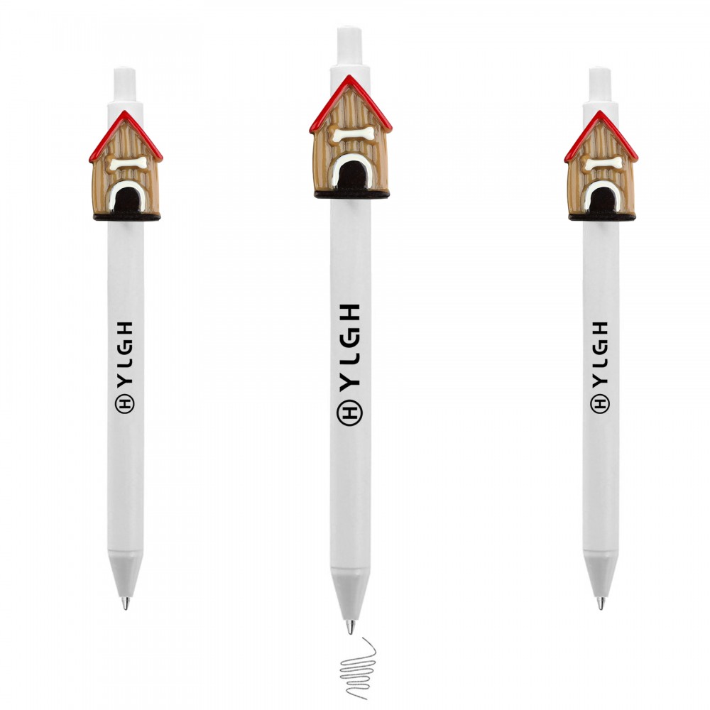 Logo Branded Click Pen w/ Pet House