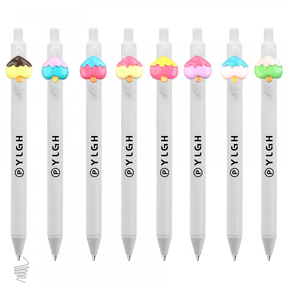 Click Activated Pen With Heart Cream Popsicle Logo Branded