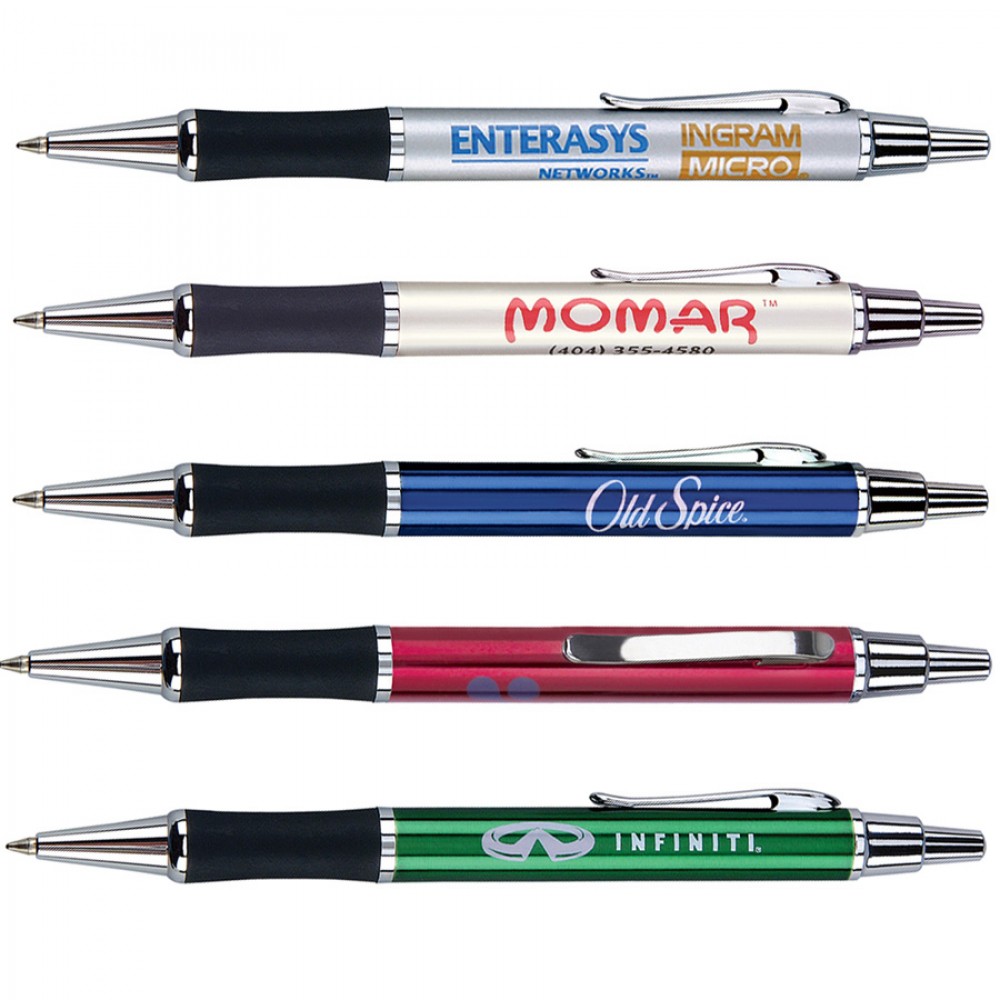 Push Action Ballpoint Pen w/Comfort Rubber Grip Logo Branded Push Action Ballpoint Pen w/Comfort Rubber Grip Logo Branded