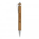 Logo Branded Bamboo Barrel Click Action Pen