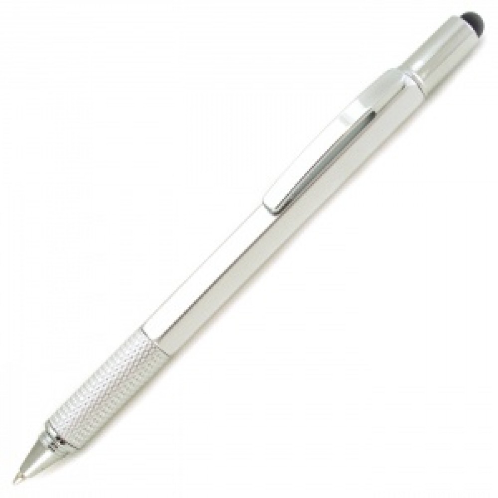 7 In 1 Plastic Tool Pen w-Stylus (Silver) Logo Branded 7 In 1 Plastic Tool Pen w-Stylus (Silver) Logo Branded