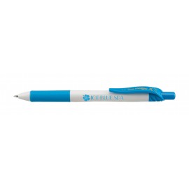 Custom Engraved EnerGel-X White Barrel Metal Tip Gel Ink Pen - Sky Blue