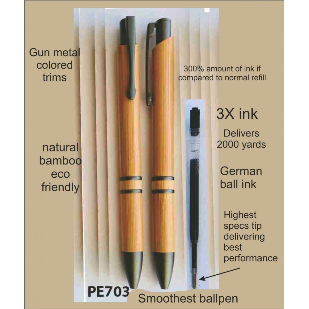 Logo Branded Bamboo Pen 03, Price Includes engraving on one side.