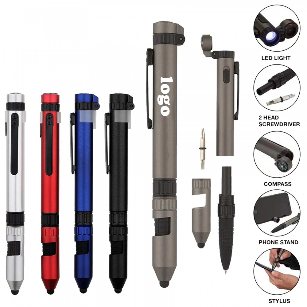 Logo Branded 6 in 1 Multi Functional Tool Pen