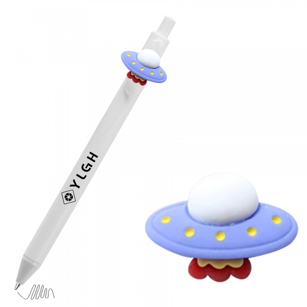 Click Activated Pen With Round Space Ship Custom Imprinted