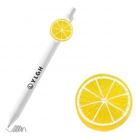 Click Activated Pen with Round Lemon Slice Custom Engraved