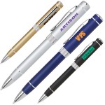 Twist Action Aluminum Ballpoint Pen w/ Diamond Cut Middle Ring Custom Imprinted