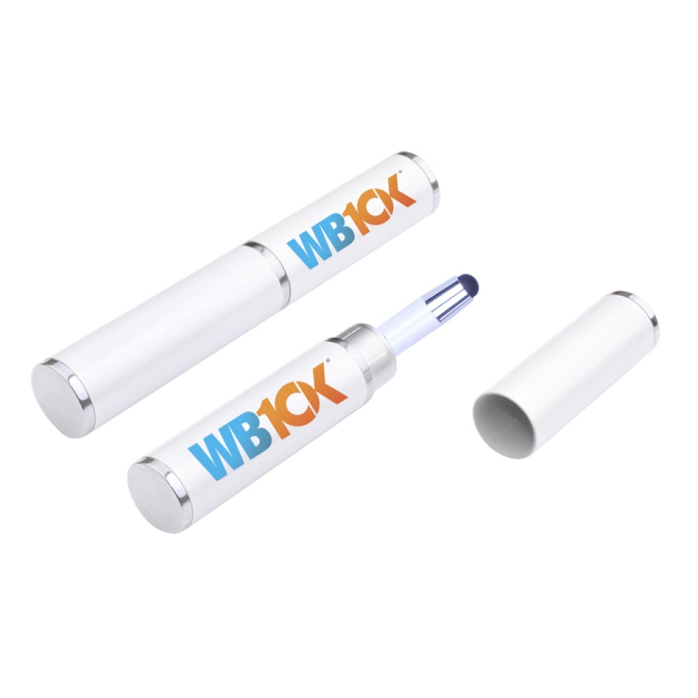 Logo Branded Aluminum Pen Case with chrome colored trim Logo Branded Aluminum Pen Case with chrome colored trim