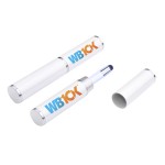 Logo Branded Aluminum Pen Case with chrome colored trim