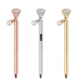 Custom Engraved Diamond Top Pearl Pendant Metal Pen  Custom Engraved Diamond Top Pearl Pendant Metal Pen