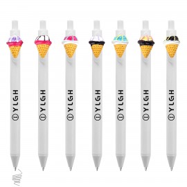 Click Pen w/ Cute Ice Cream Cone Custom Imprinted