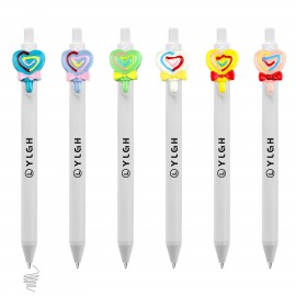 Click Activated Pen With Heart Lollipop Logo Branded