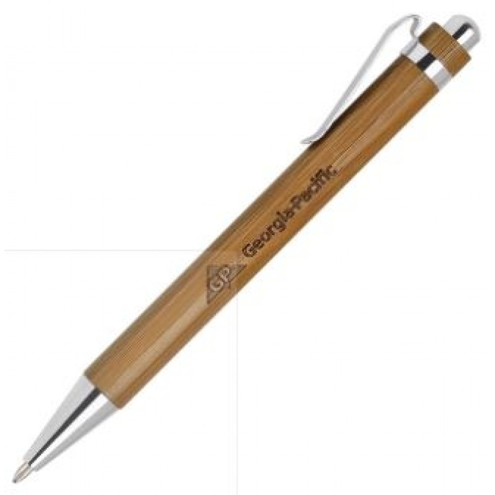 Bamboo-I Chrome Click Action Ballpoint Pen Custom Imprinted