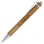 Logo Branded Bamboo-1 Chrome Click Action Ballpoint Pen
