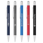 Logo Branded Bowie Softy Satin with Stylus - Laser Engraved Metal Pen